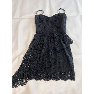 Milly Sz 6 Black Lace Mini Dress Lined Formal Cocktail Corset Straps